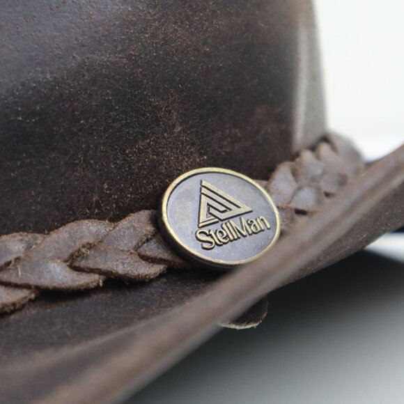 Stellman Leather Outback Hat Cowboy Western Rugged Rodeo Style Warwic Unisex NEW - Picture 6 of 7